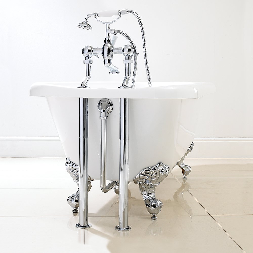 Bath Wastes & Plugs Chrome Free Standing Bath Pack (Inc Waste With Plug, Exposed Pipes & Shallow Seal Trap)