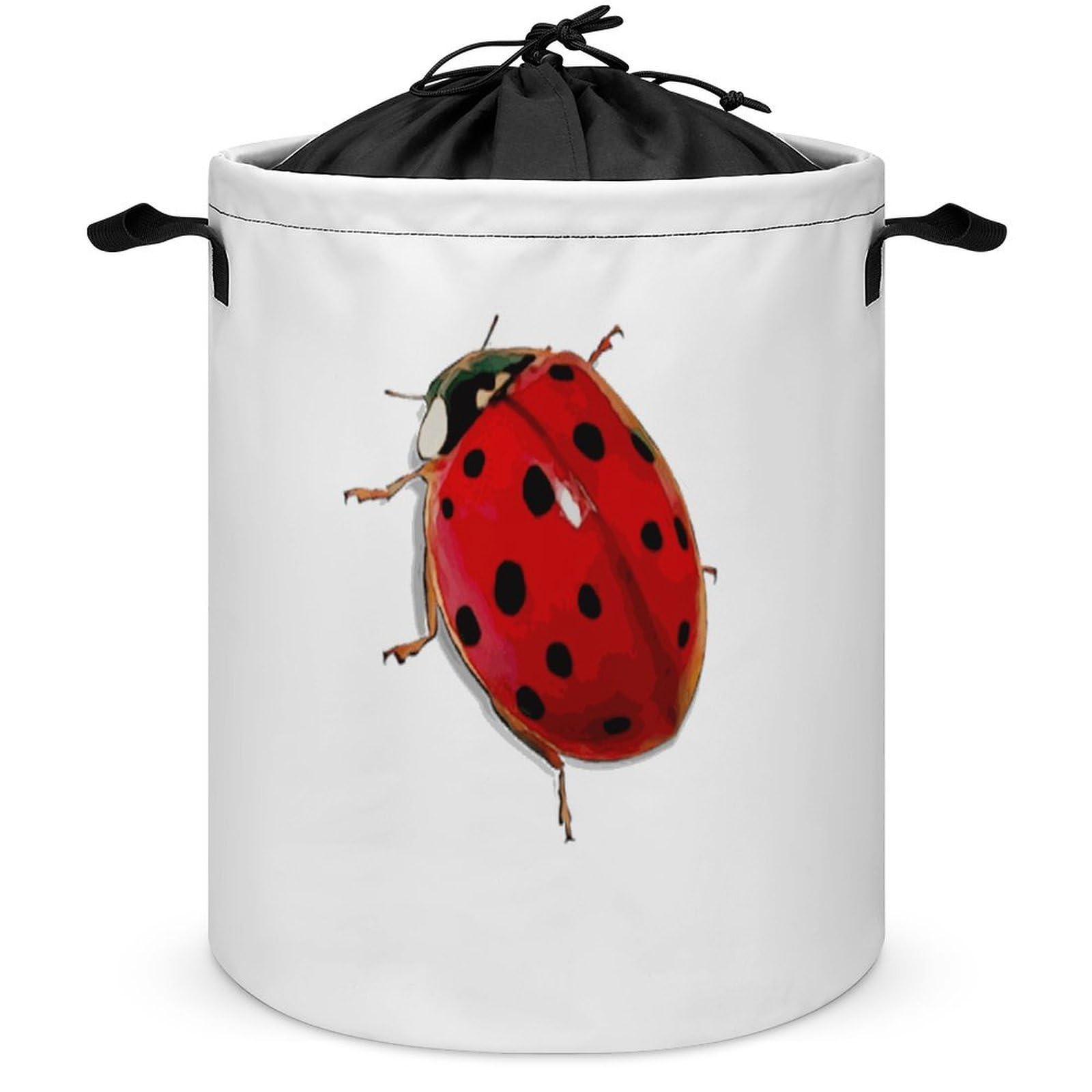 Qjjinxior Drawstring Laundry Hamper, Ladybird Cute Laundry Basket, Washing Basket with Handle