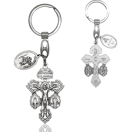 Pardon Cross Keychain with Rosary Beads
