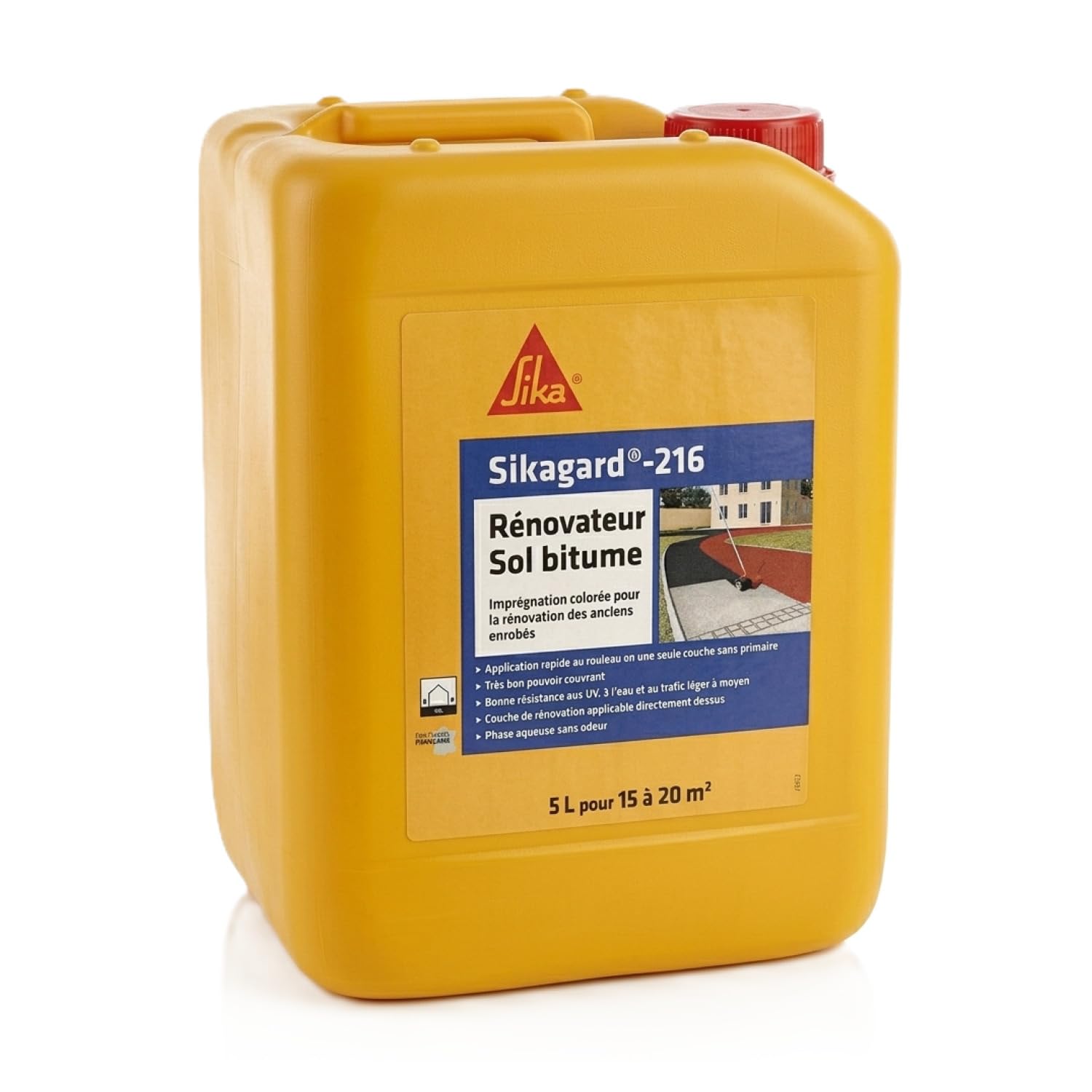 SIKA - Rénovation des anciens enrobés imprégnation colorée - Sikagard 216 Rénovateur Sol Bitume Noir - Résistance UV/​Eau - Prêt à l'emploi - Application rapide - 15 à 20m² - 5L