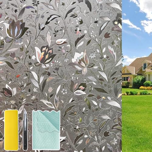 Niviy Película de privacidad para ventana con herramientas de instalación, película de vidrio esmerilado para ventana, adhesivos de control de calor, cubierta de vidrio de vinilo para ventana para el