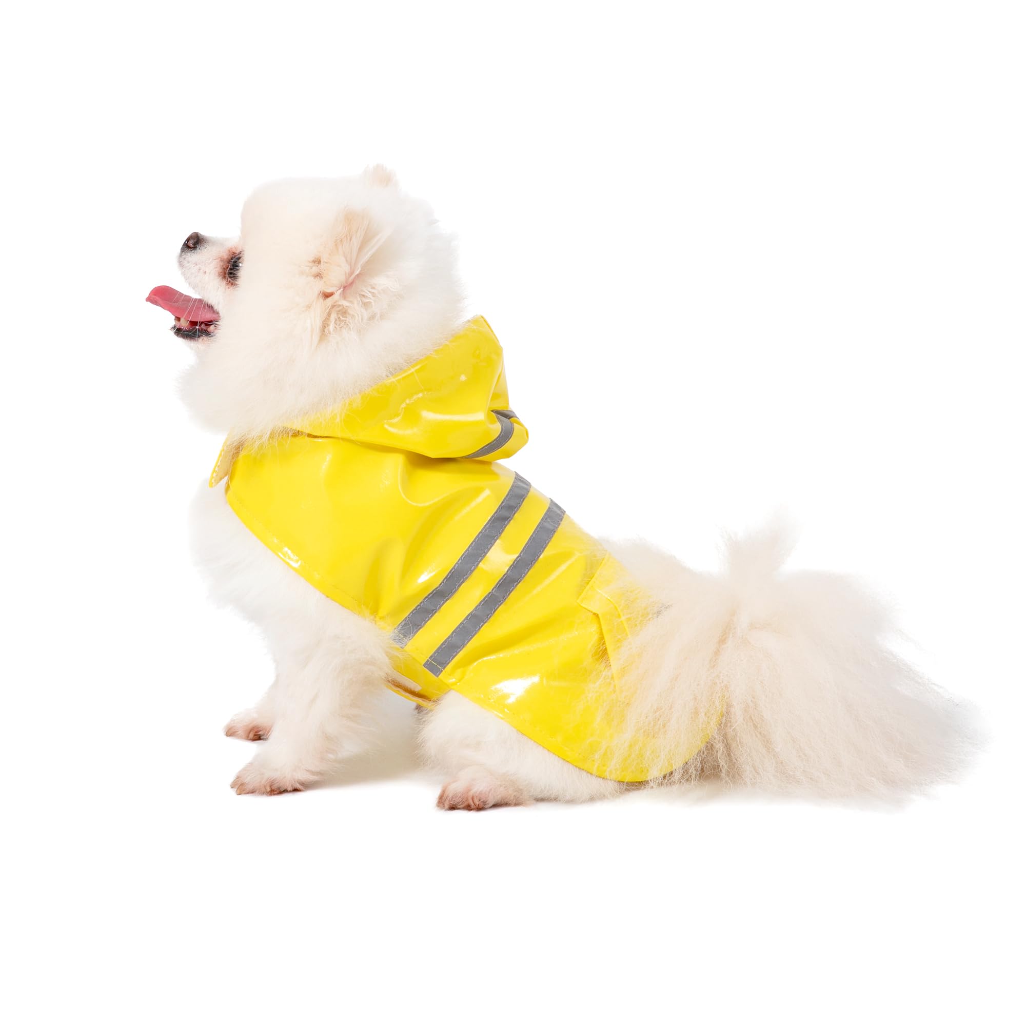 Love's cabin Dog Raincoat with Hoodie?Waterproof Dog Rain Jacket, Lightweight Dog Hooded Slicker Poncho with Reflective Strip for Small Medium Large Dogs (Yellow, Medium)
