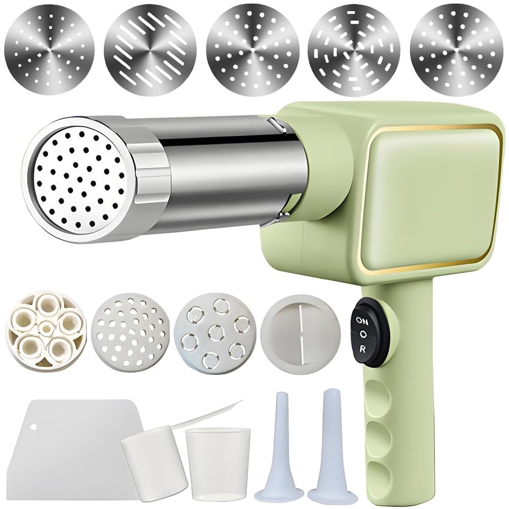 Photo 1 of QCQDL Electric Pasta Maker, Handheld Pasta Maker Machine,Green