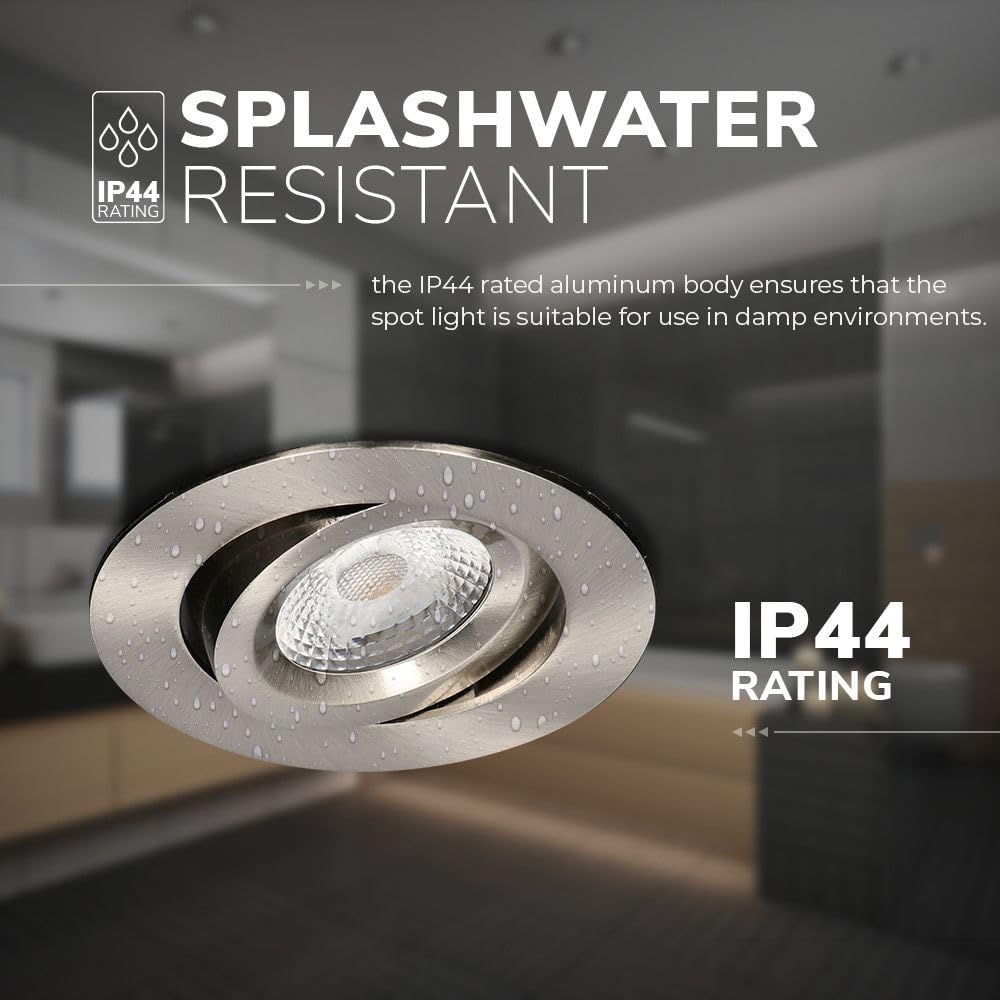 HOFTRONIC - 3er LED Einbaustrahler 230V Edelstahl IP44 Wasserdicht Dimmbar Schwenkbar 2700K Extra Warmweiß 3x8W 3x650 Lumen Bad Einbauleuchte Einbauspot für innenbereich und Außenbereich