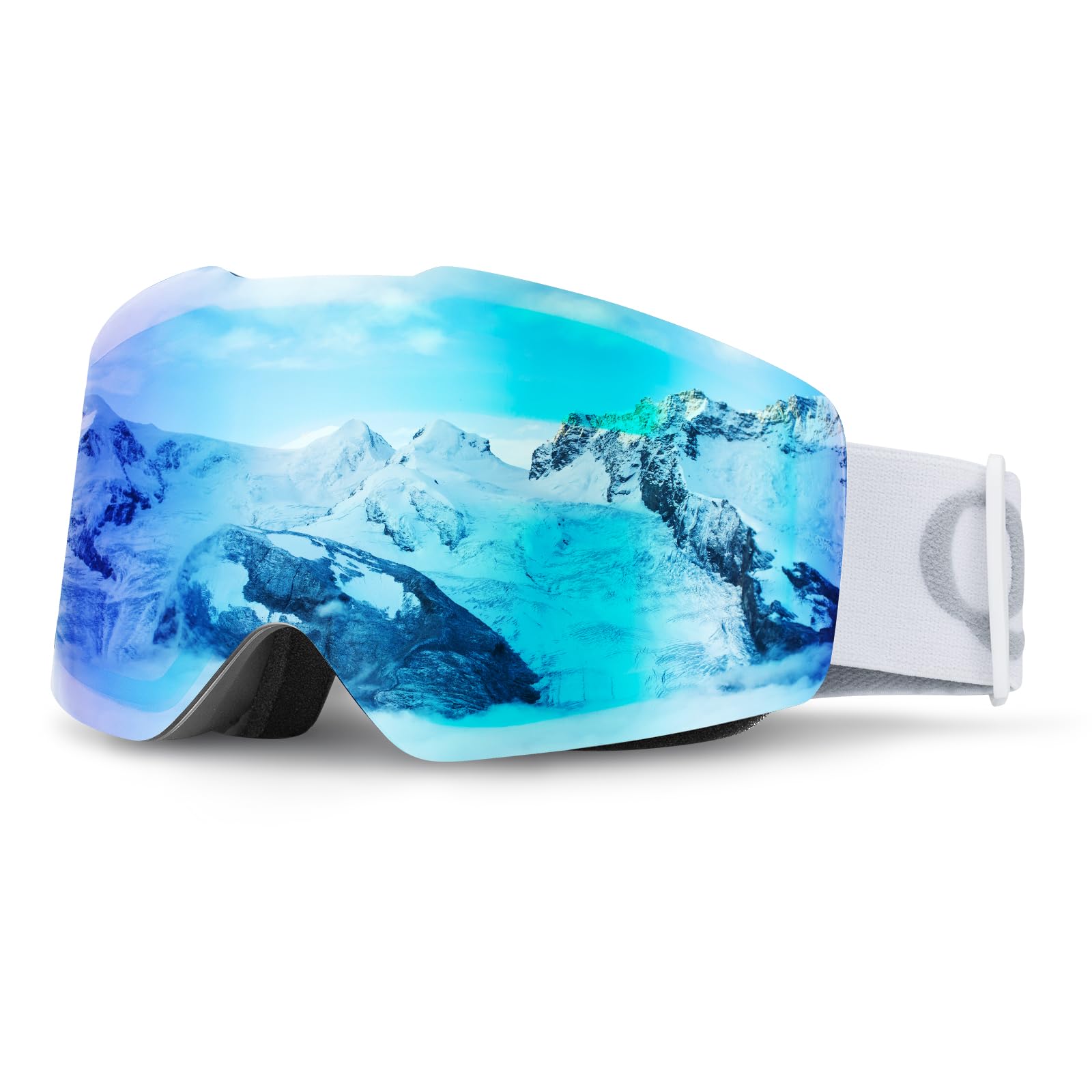 Gogle Narciarskie Gogle Śniegowe Ochrona UV Damskie/Męskie Przeciwmgielne Oddychające Kompatybilne z Kaskiem Gogle Snowboardowe dla Osób Noszących Okulary, Jazda na Nartach/Snowboardzie