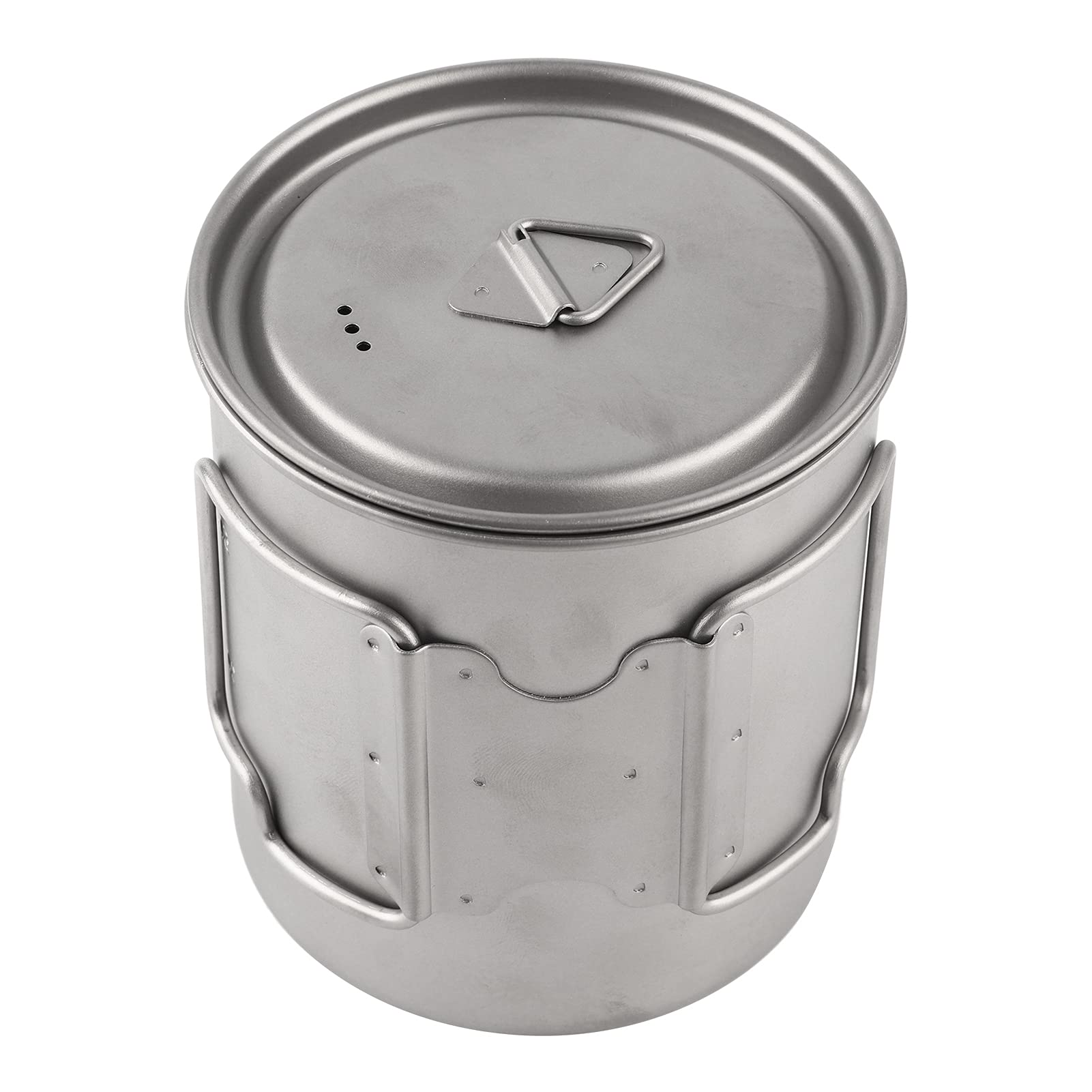 Tazza da campeggio in titanio con manico pieghevole e coperchio, leggera e resistente, tazza da esterno per campeggio, escursionismo, zaino in spalla, picnic, materiale in titanio (750 ml)