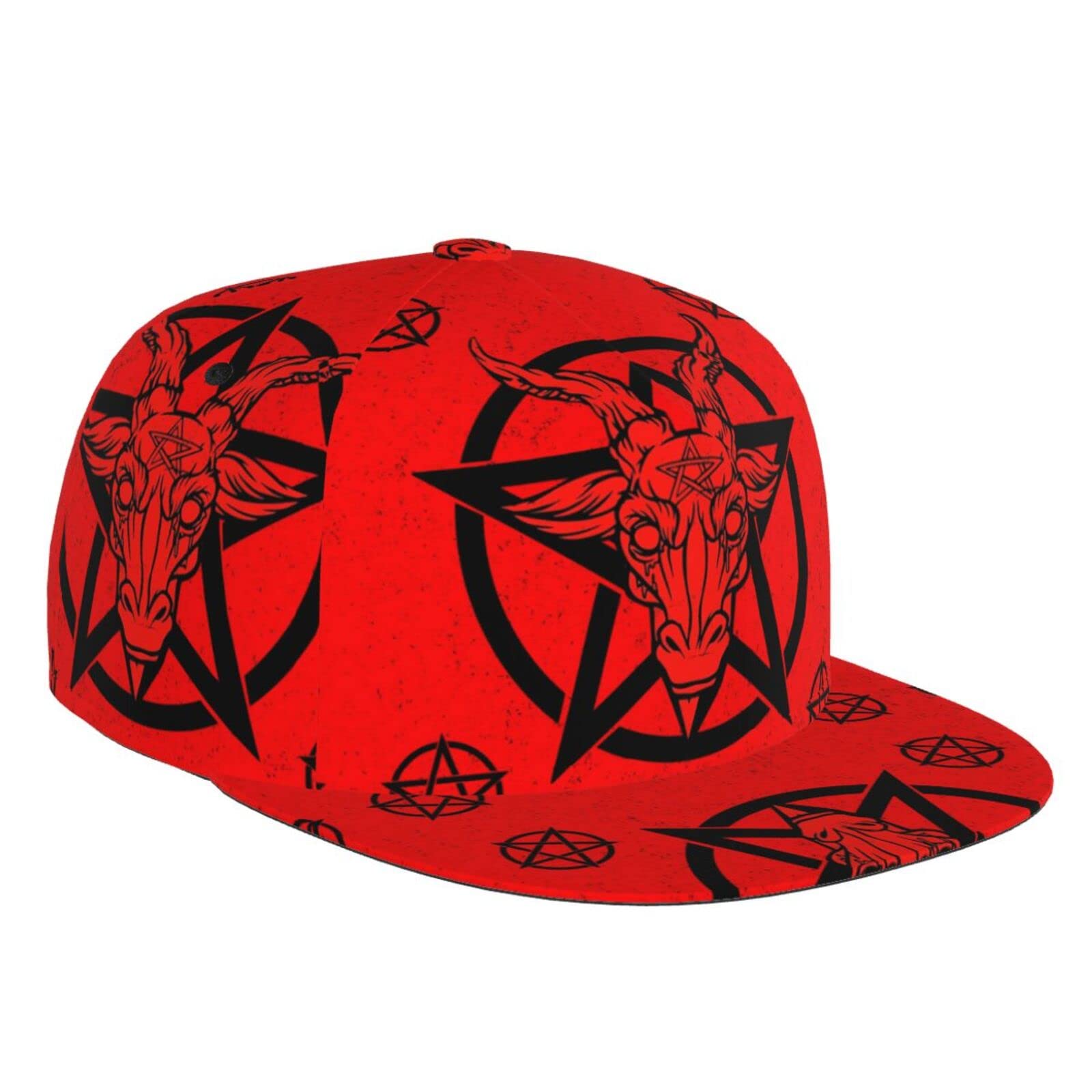 Red Satanic Pentagram Unisex Flat Bill Baseball Caps,Fashion Hip-Hop Adjustable Flat Bill Hat,Trucker Hats Dad Hat Snapback Hats