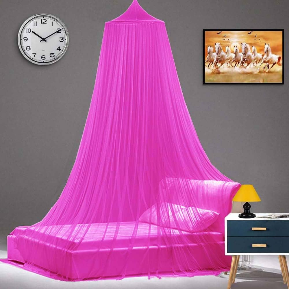 ATTILIO Mosquito Net for Hanging Double Bed | King Size Embroidery Machardani | Nylon 30GSM Strong Net | Canopy Tent for Bedrooom-Pink (Pink) (B0DB5SX32L) Amazon Price History, Amazon Price Tracker