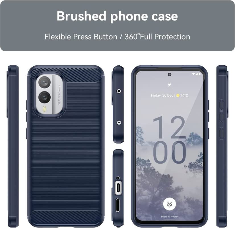 Image of NPRC Hybrid Ultra Slim Protective Case TPU Non-Slip Carbon Fiber Texture Shockproof Case Cover for Nokia X30 5g - Blue