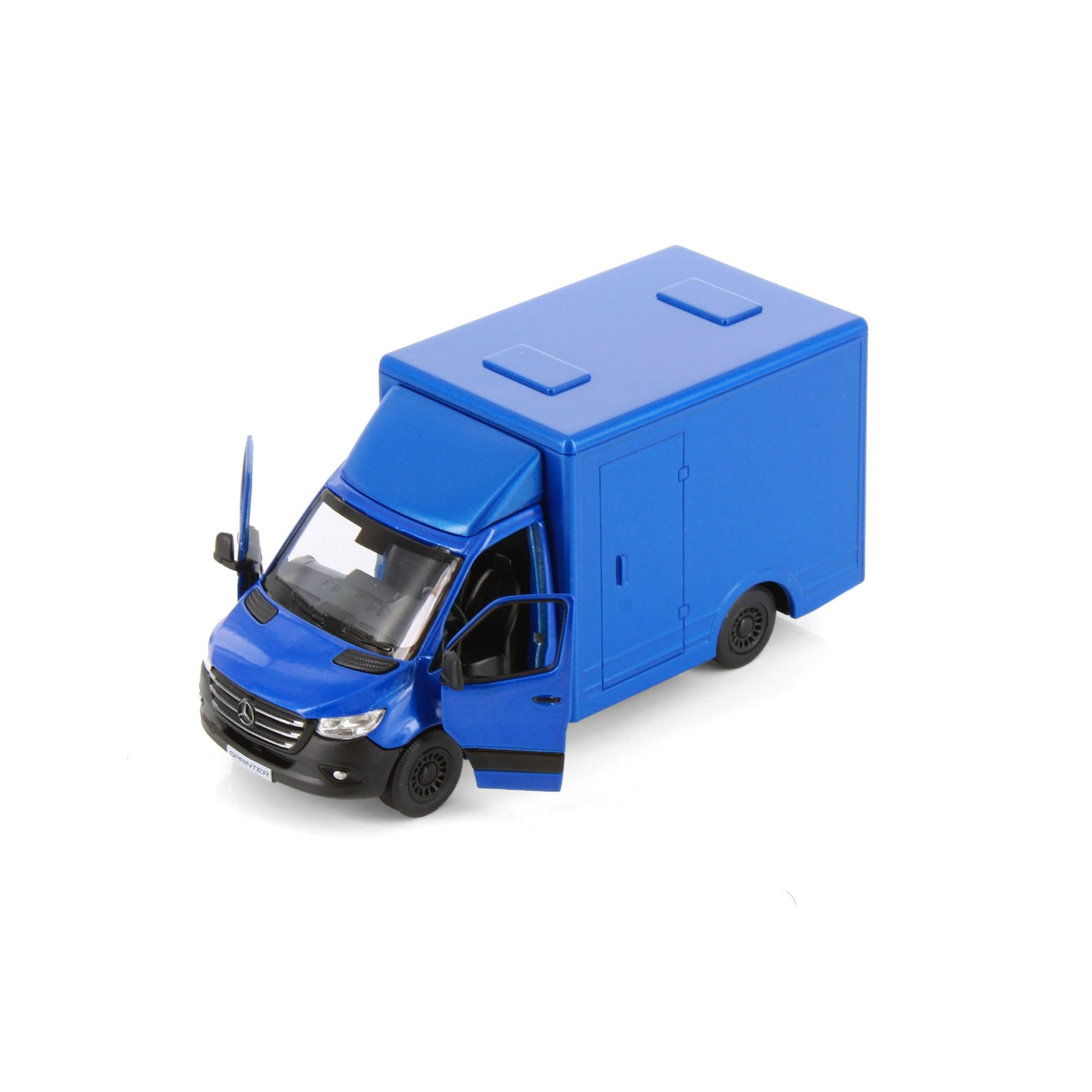 KiNSMART - Mercedes-Benz Sprinter Cargo Van 1:48 scala O 5" Die Cast Metal Model Toy Van, pullback Action (Blue Box Truck)