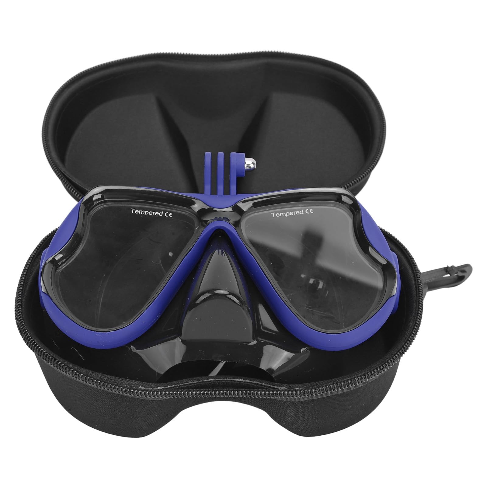 Ausla Diving , Tempered Glass Lens Action Camera Diving Goggles with Mount and Storage , Fog Silicone PC for Swimming Snorkeling Adults (Blue)