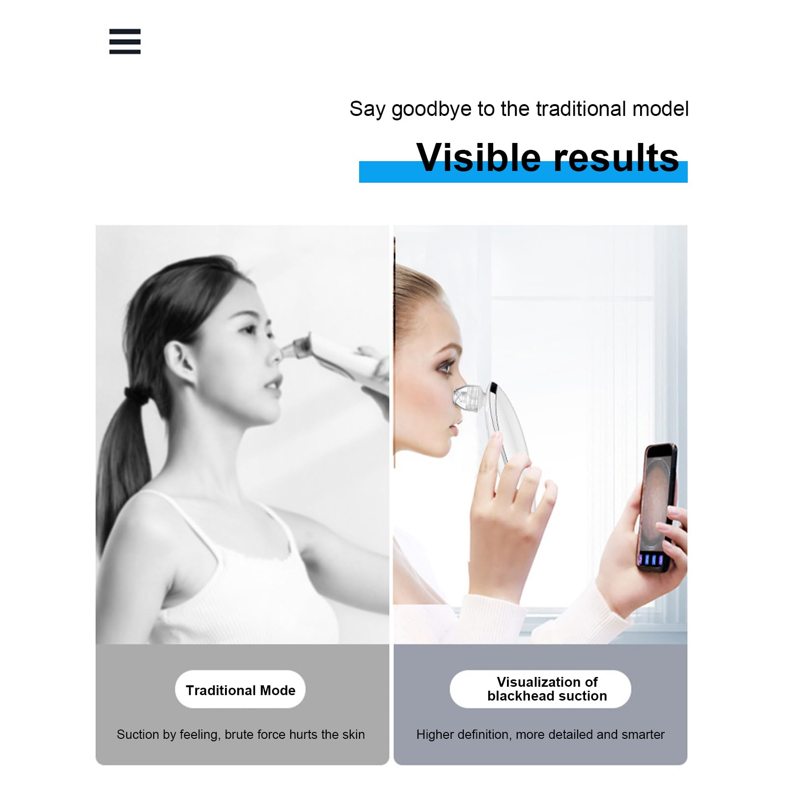 Misuratore elettrico per rimuovere punti neri e acne, 200 W, pixel, regolazione a 6 velocità, pulizia profonda del viso con 4 testine di aspirazione