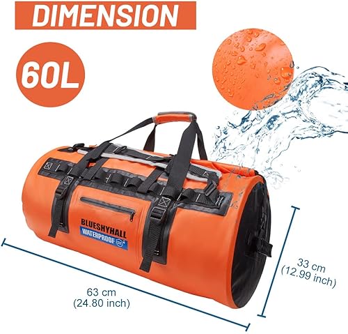 Miniatura 2 de XhuangTech Bolsa impermeable para kayak, rafting, canotaje, natación, camping, senderismo, playa, pesca, equipaje de viaje de 60 litros, bolsas de
