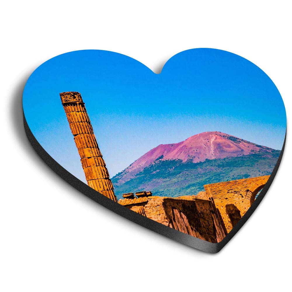 Destination Vinyl Ltd Multicolor 1 X Heart Mdf Magnets - Mount Vesuvius Italy Pompeii 3498