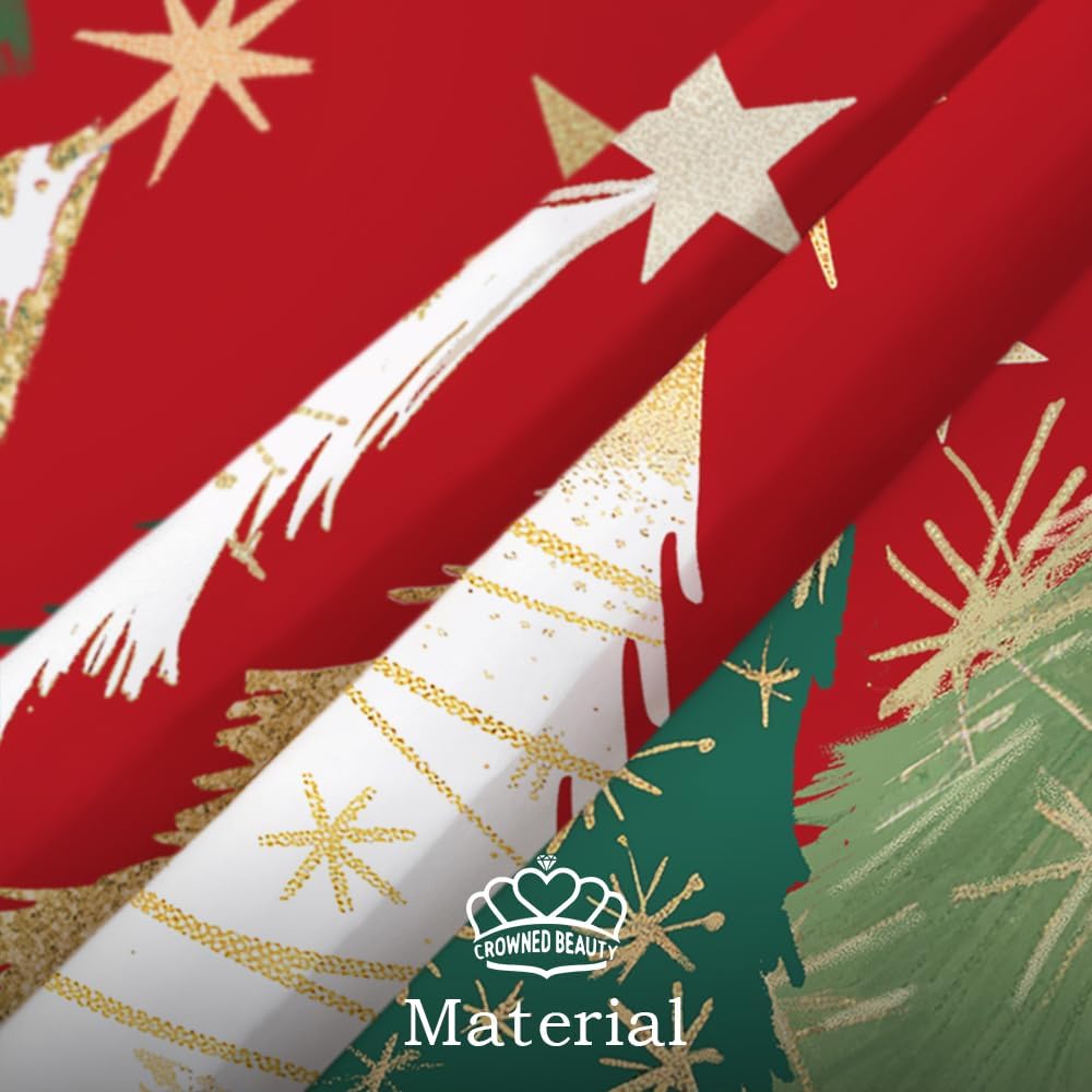 Falda Arbol Navidad de 122cm(48 Pulgadas), Cubre Pie Arbol de Navidad con Estrellas Brillantes y Patrón de árbol, Adecuado para Decoracion, Fiestas