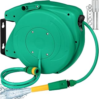 tectake® Schlauchtrommel Wandmontage, Gartenschlauch 1/2 Zoll, Wasserschlauch Aufroller, Schlauch Trommel mit Einzugsautomatik, Schlauchrolle, Wasserschlauchtrommel, Sprühschlauch, Hose Reel - 10m