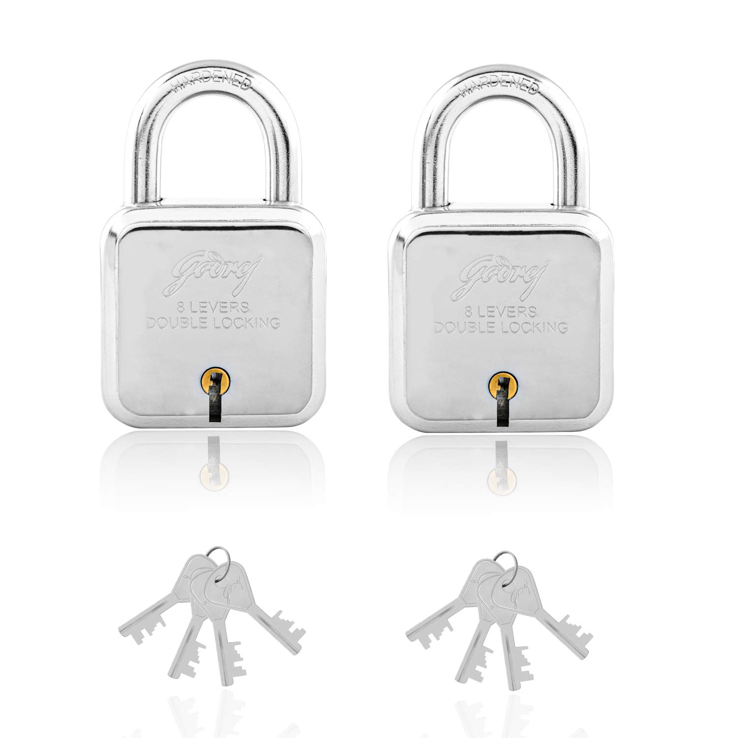 Godrej Locking Solutions and Systems Square Padlock 8 Levers for Home and Office with 4 Keys (Pack of 2), Silver (8154-pack2) (B08FC4KCKG) Amazon Price History, Amazon Price Tracker