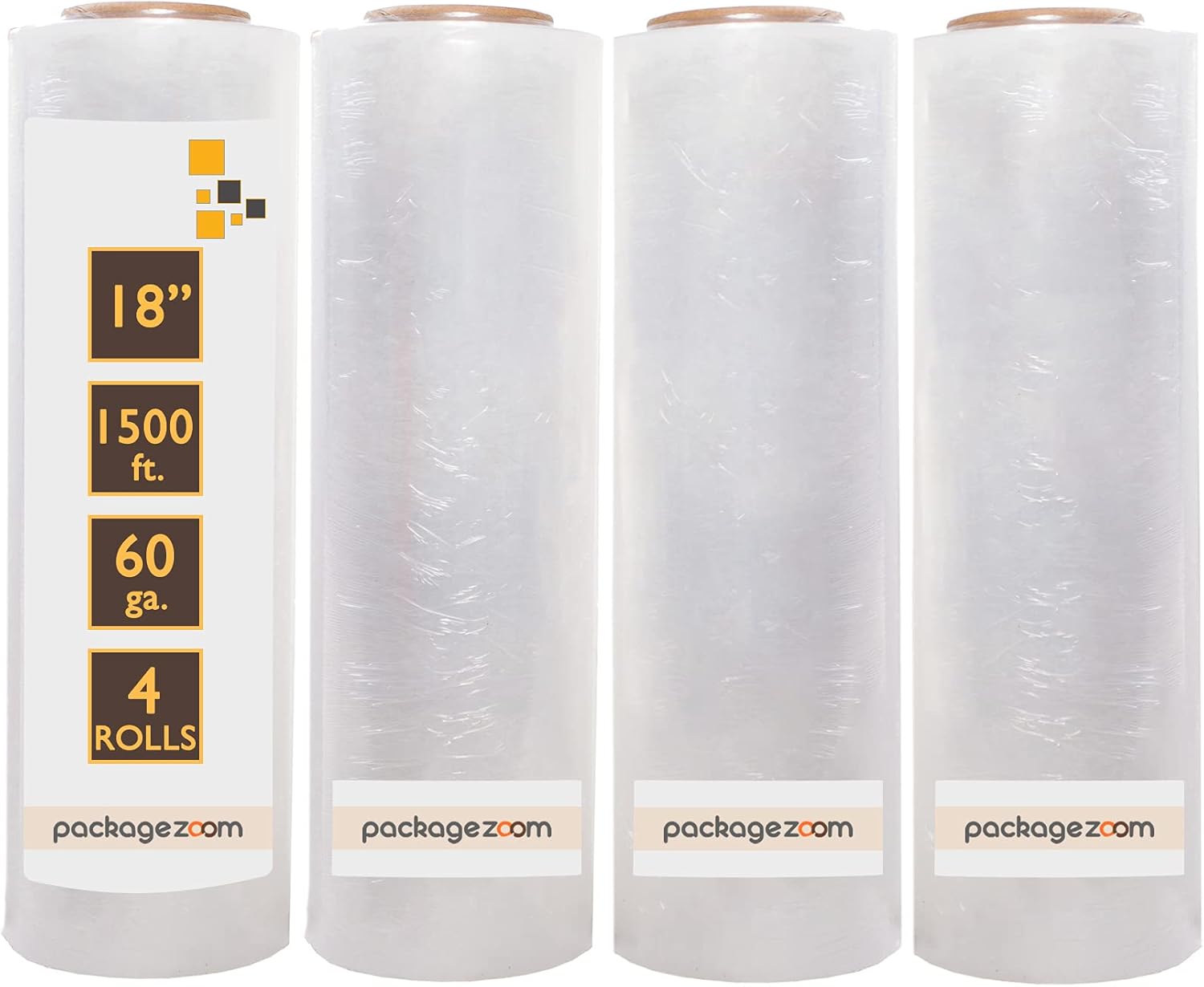 18” x 1500 ft Stretch Wrap Heavy Duty 60 Gauge High Performance Stretch Film Packing Moving Packaging Stretch Wrap 8 Rolls