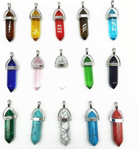 Miniatura 4 de TIHOOD Juego de 30 cuentas de chakras puntiagudas curativas para bricolaje, piedras de cristal de color aleatorio, colgante para colgante, collar,