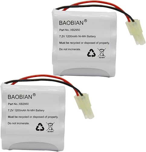 XB2950 - Batería Ni-Mh de 7.2 V 1200 mAh compatible con Shark V2950 V2950A V2945Z V2945 barredora de suelos y alfombras (paquete de 2)
