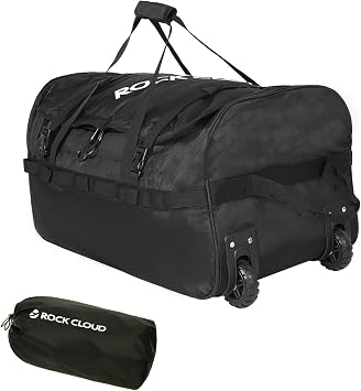 Rock Cloud Foldable Wheeled Duffel Bag with Widened Wheels 85L Rolling Duffle Bag Packable 26 inch for Travel Camping Sports