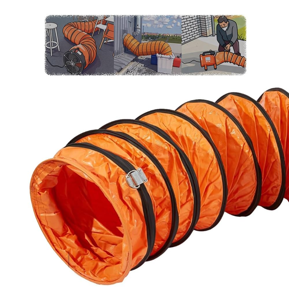 Tubo Flessibile per condotti, Tubo Flessibile in PVC ignifugo per impianti HVAC - Misure da 6" a 24", 2 m (6,6 Piedi) per condotti di Ventilazione di estrattori e ventilatori, Tubo di ventil