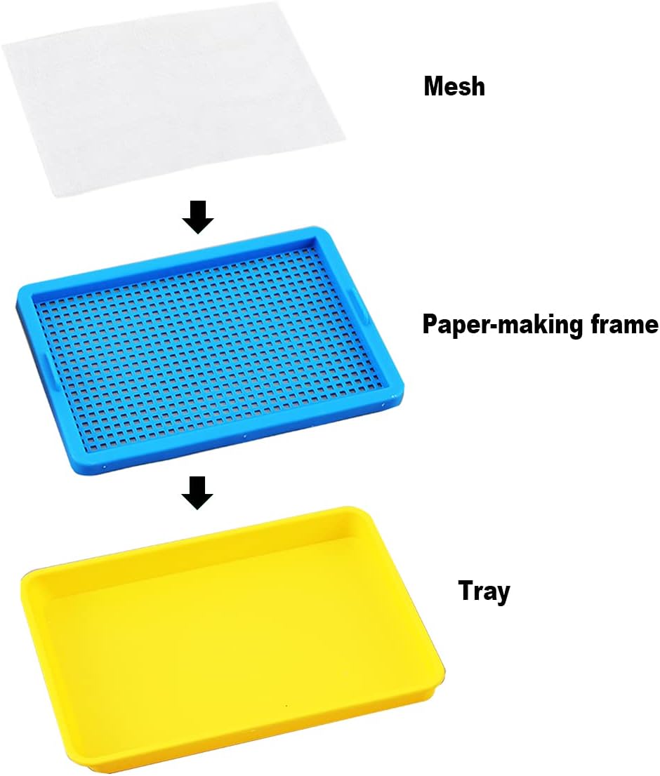 Worown Plastic Paper Making Frame Kit Papermaking Mould, 5 x 7 Inch Paper Screen for DIY Paper Making Craft