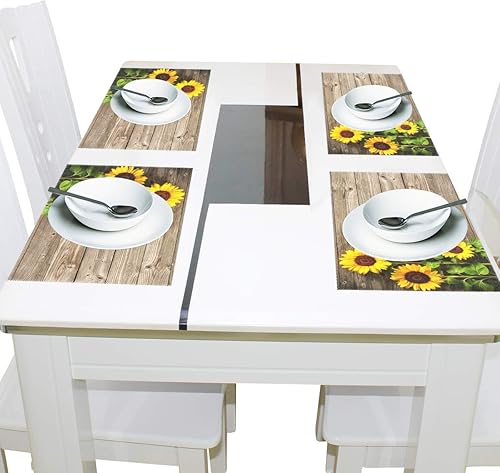 Miniatura 3 de Wamika - Manteles individuales de diseño de rayas, diseño de corazones y flores, antideslizantes, lavables, resistentes al calor, para cocina,