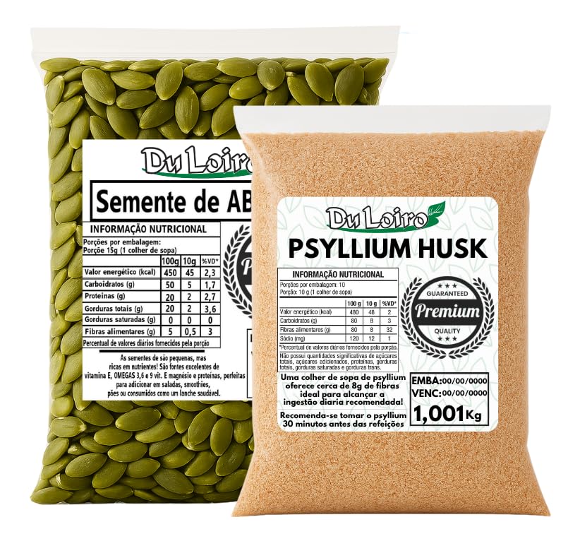 Kit Psyllium Husk 1kg + Abóbora Sem Casca 1kg