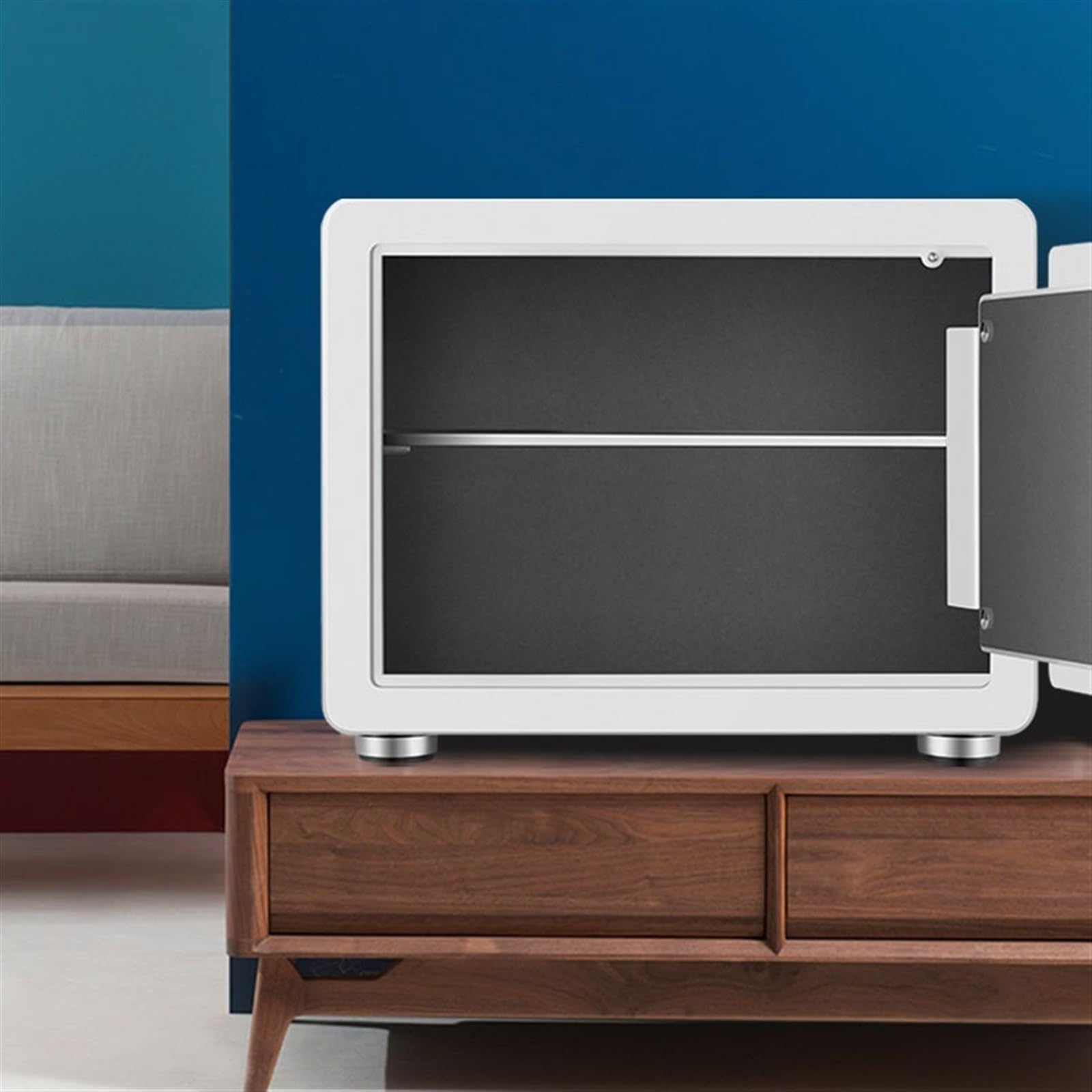Le coffre - fort Petit classeur de bureau mot passe d'empreintes digitales en acier antivol chambre Mini objets valeur coffre-fort(Noir)