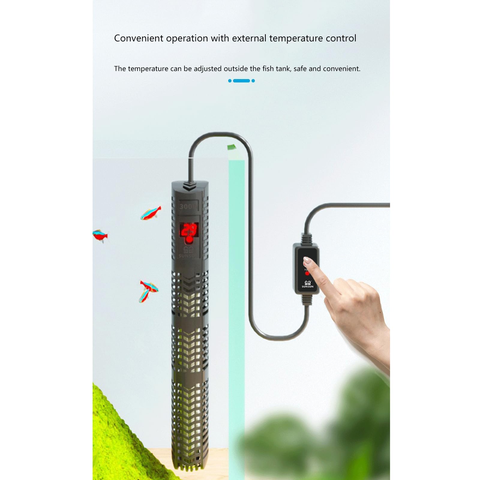 Aquarium-Digitalanzeige-Heizstab, explosionsgeschütztes Glas, automatischer Thermostat mit externer Temperatureinstellung, 300 W (100 W)
