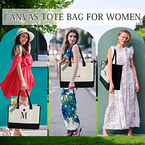 Beegreen Personalized Gifts For Women Canvas Tote Bag For Women Who Have Everything Embroidery 13Oz Self Care Gifts For Women Teacher Friends Sister Birthday Gifts For Her Mom Monogrammed Beach Bag K #TOP6