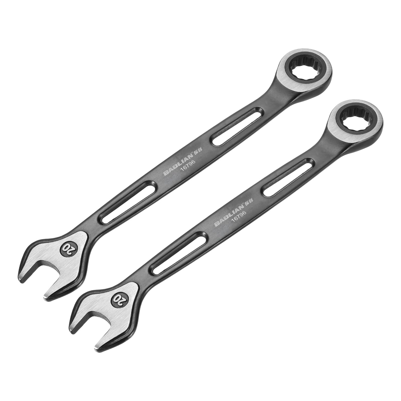 sourcing map 2pcs Ratcheting Combination Wrench 20mm Metric 12 Point CR-V Electrophoresis Double Box Open-Ended Ratchet Wrenches with 72 Tooth 5° Swing Industrial Grade Spanner Tool for Repair