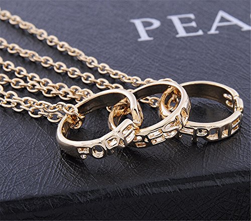 Fusicase Shiny Steel Best Friends Forever Three Part Necklace Engraved Ring Metal Pendant Charm Necklaces Gold #TOP5