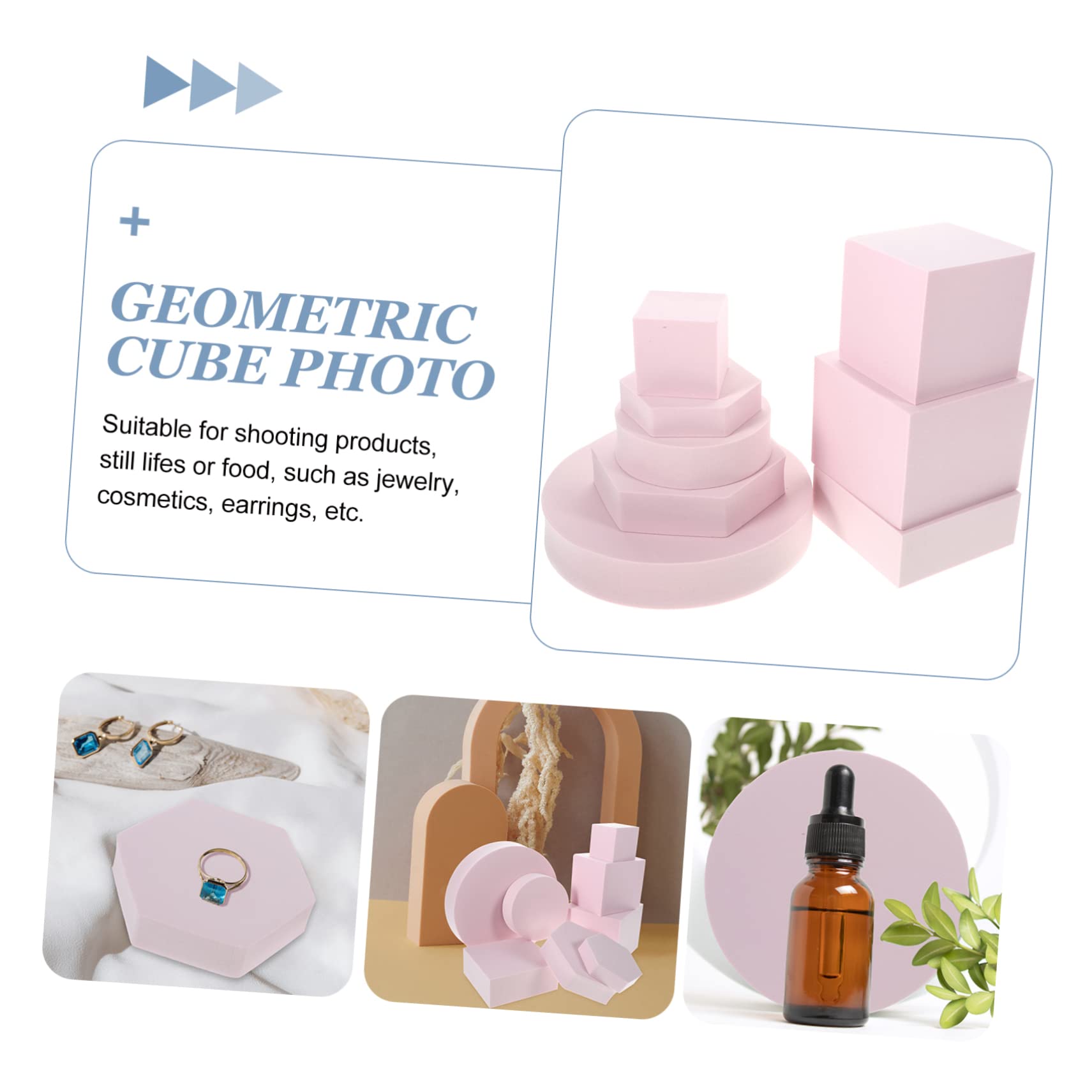 8piezas Accesorios Fotográficos Geométricos para Fondo De Fotografía De Joyería y Cosméticos Prop Props De Cubo para Decoración De Estudio