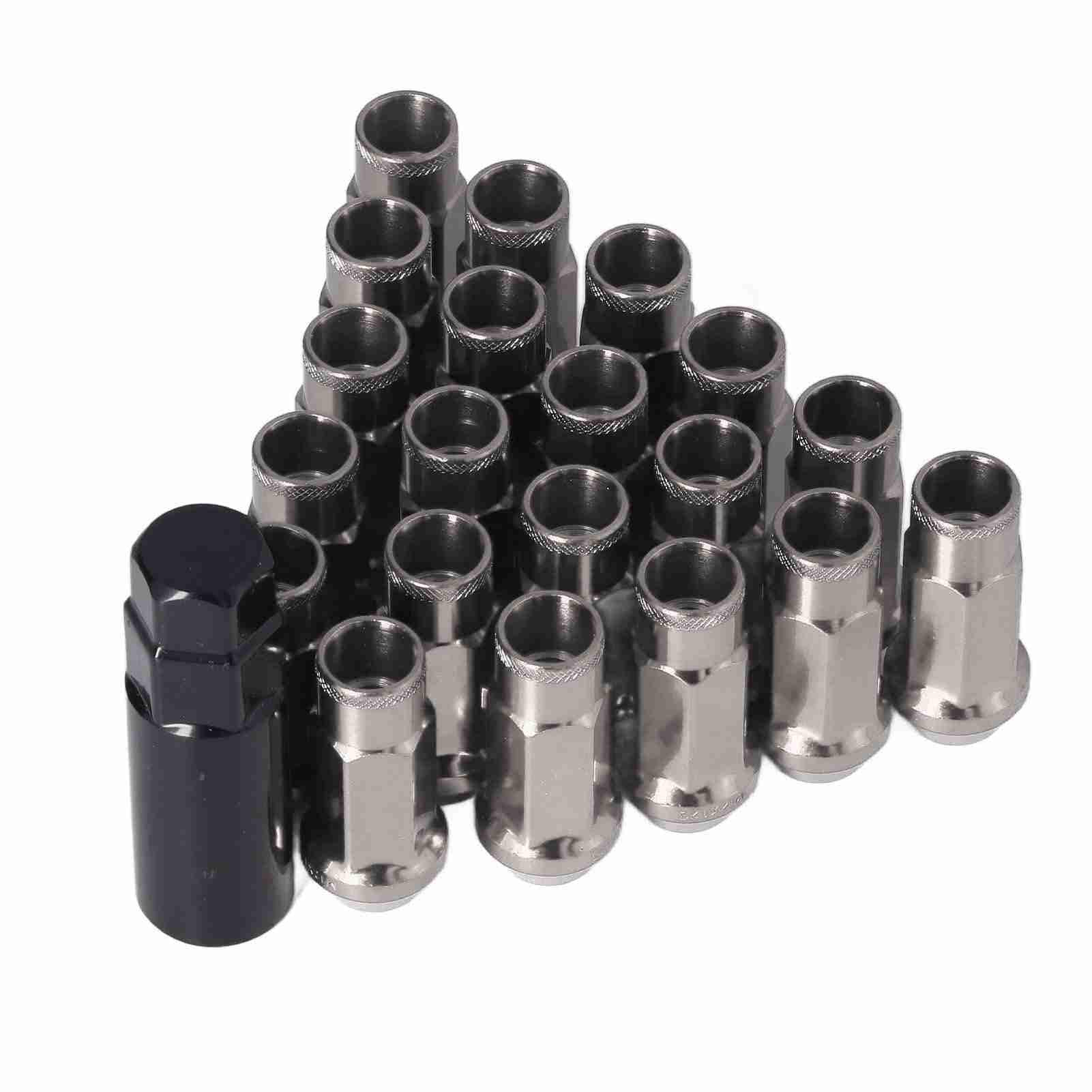20 Stück M12x 1,25 Lug Muttern, Für & Universal Fit, Verchromte Stahl Radmuttern, Autorad zubehör Ersatz (Schwarz)
