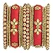 Aheli Royal Design Silk Thread Bangle Set Saree Matching Chuda Indian Traditional Wedding Fashion Jewelry Gift for Women (Silk Red-Faux Stone, 2.6)