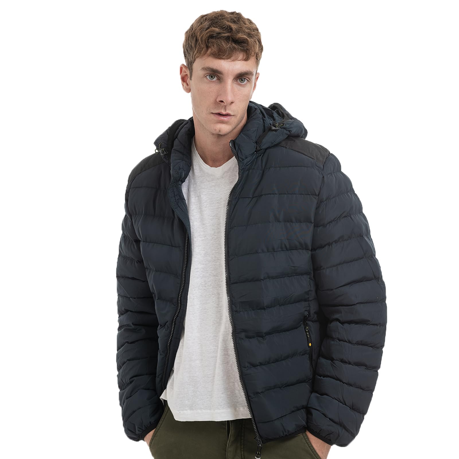 TONY BACKER Giubbotto Invernale Uomo Antivento con Cappuccio Rimovibile Regolabile e Tasche Interne ed Esterne Caldo Morbido Resistente L1202