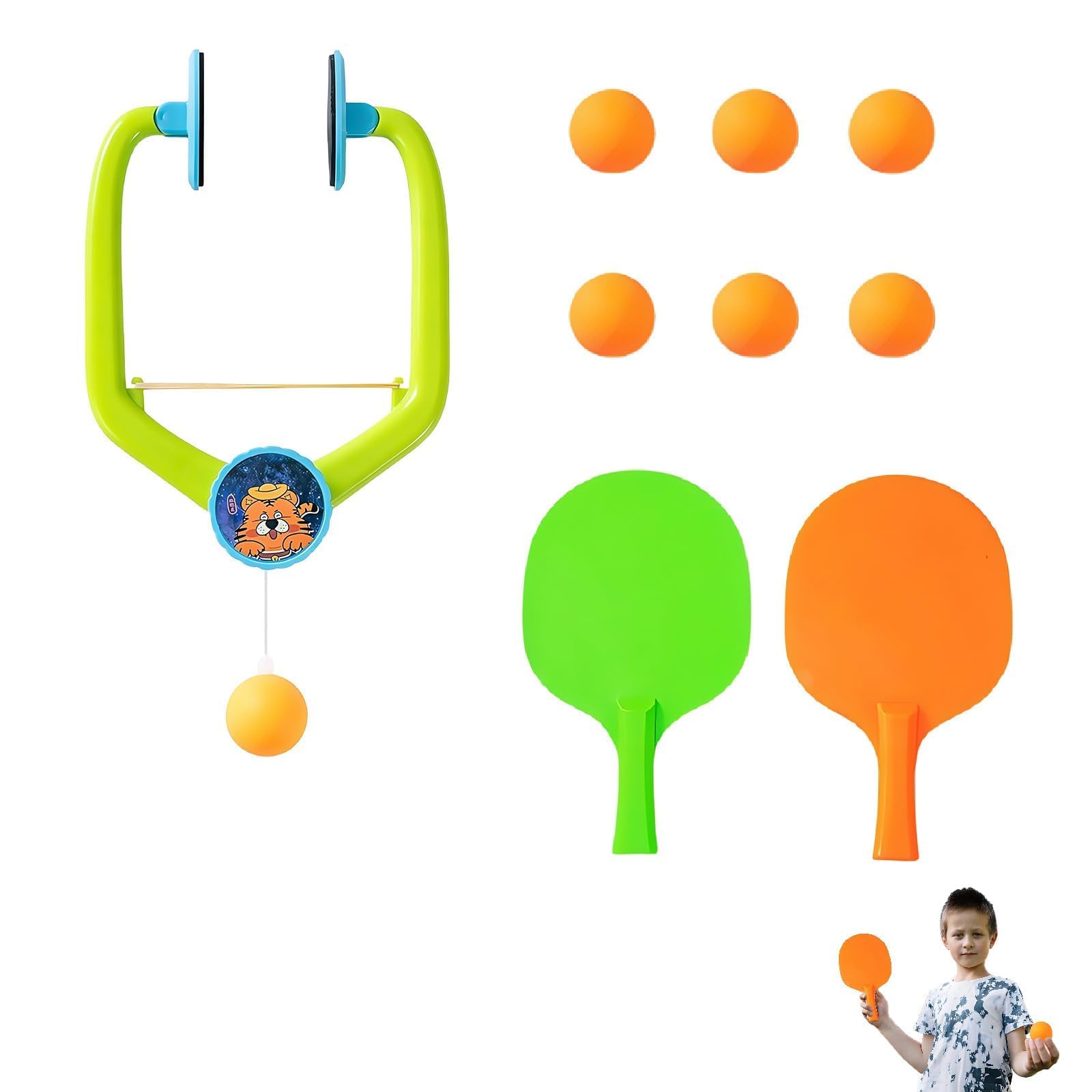 9PCS Doorframe Ping Pong Game Set, Ping Pong Set With Racket And Balls Table Tennis Bats Adjustable Hanging Table Tennis Trainer for Interactive Games and Exercise Hand-Eye Coordination Games For Fun