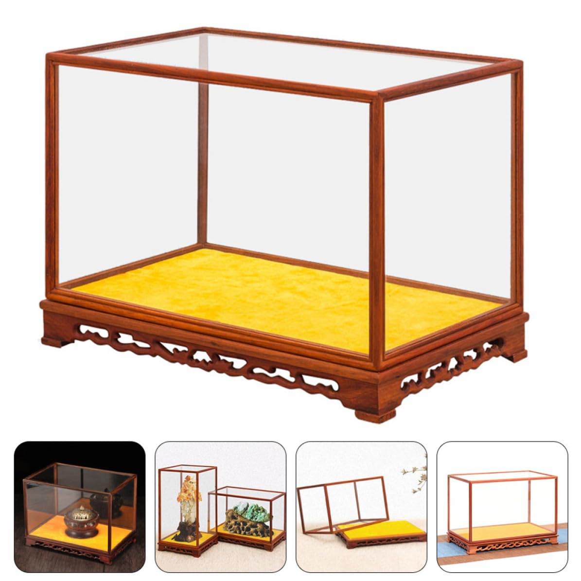 Caja Expositora de Madera y Vidrio para Colecciones, Organizador Transparente Diseño Creativo y Alta Transparencia para Mesa o Armario