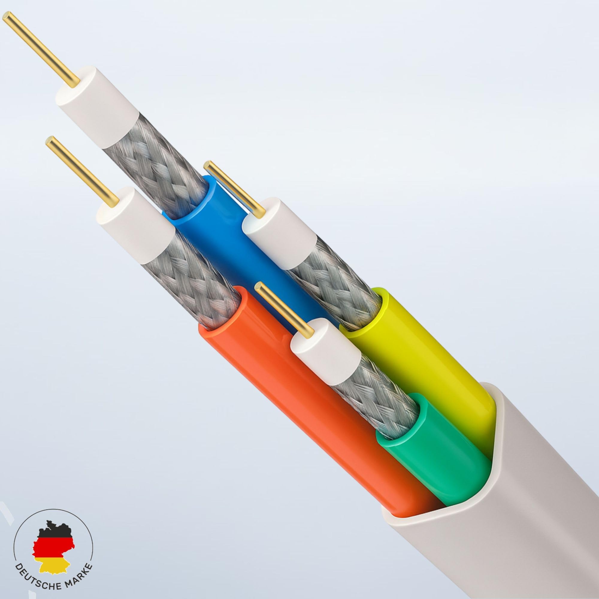 Premium X 25m Quattro Quad Kabel 4in1 SAT Koaxialkabel 4-Fach Weiß Antennenkabel 90dB 2-fach geschirmt Digital 4K 8K UHD DVB-S2 für LNB Multischalter Koax Fernsehkabel