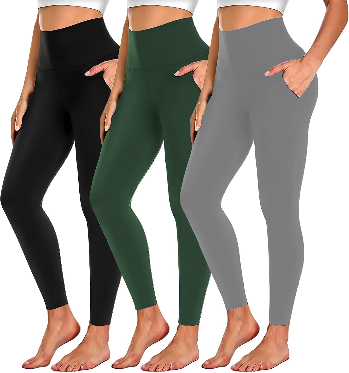 Diravo Black Leggings for Women,Tights Buttery Soft Tummy Control Pants Lined Legging for Yoga Workout Athletic