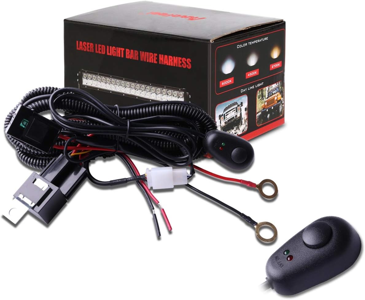 XZ_074 Autofeel LED Light Bar Wiring Harness Off Road Power 40A Relay Fuse ON-Off Switch
