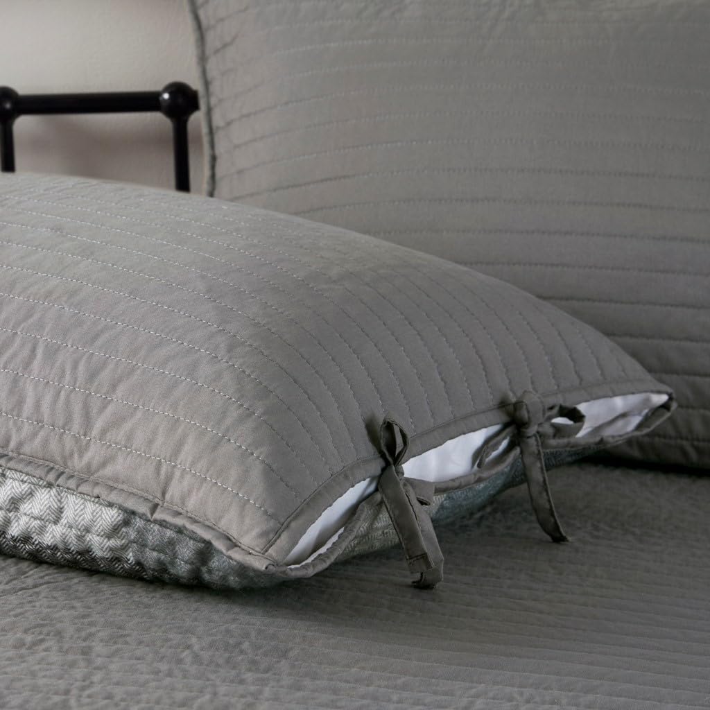 6 Pcs Reversible Plaid Daybed Cover Set Grey Daybed