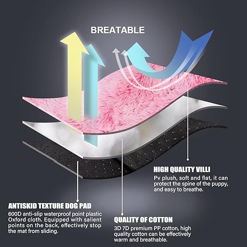 Miniatura 7 de Vonabem Cama grande para perros color rosa, lavable para perros grandes, medianos y pequeños, gatos, cama de felpa mullida para niñas, princesas,