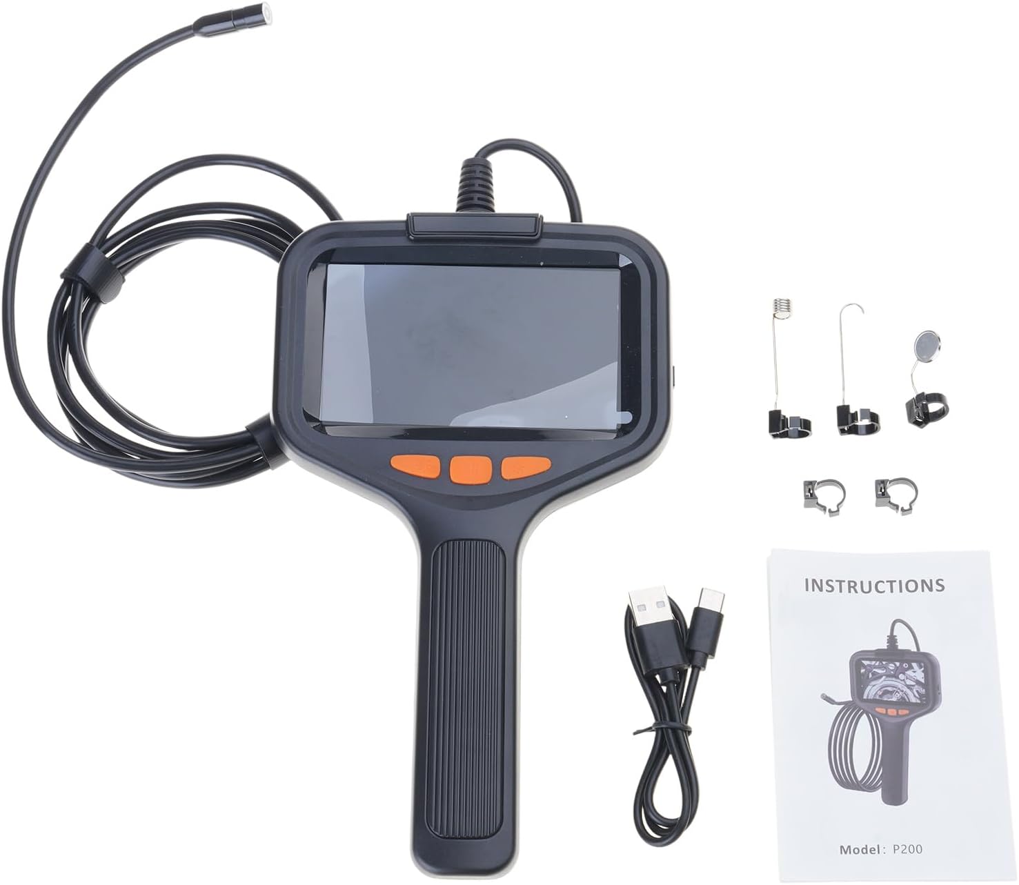 1080P High Resolution Inspection Camera 4.3 Inch Screen Easy Carry Borescope For Automotive Machinery Maintenance No Required Borescope Vs WiFi