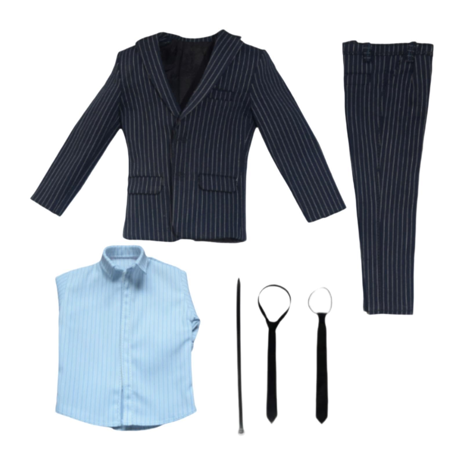 Puppenminiatur Anzug Im Maßstab 1:6, Bestehend Aus Jacke, Hose, Gürtel, Hemd Und Krawatte, Stoffmaterial, Outfit für Actionfiguren. Geeignet Zum, Navy Blau