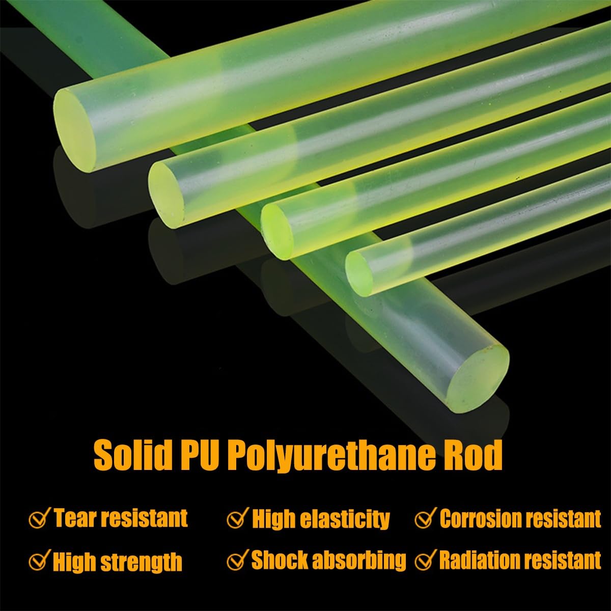 Polyurethan Rundstab Solide Länge 500mm Ø2-50mm Hochflexibler Urethan PU Stab Stoßdämpfende Dichtungen Langlebige Gummistäbe Kunststoff Stange for Industrielle Maschinen Heim DIY(20 * 500mm(2pcs))
