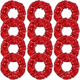 12 Pcs Sequin Hair Scrunchies Hair Bobbles Metallic Elastics Ponytail Holders Hair Wrist Ties Bands
