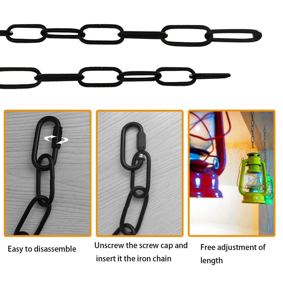 3 Feet Black Chain for Hanging, Industrial Light Fixture Chain — Amazon image 5